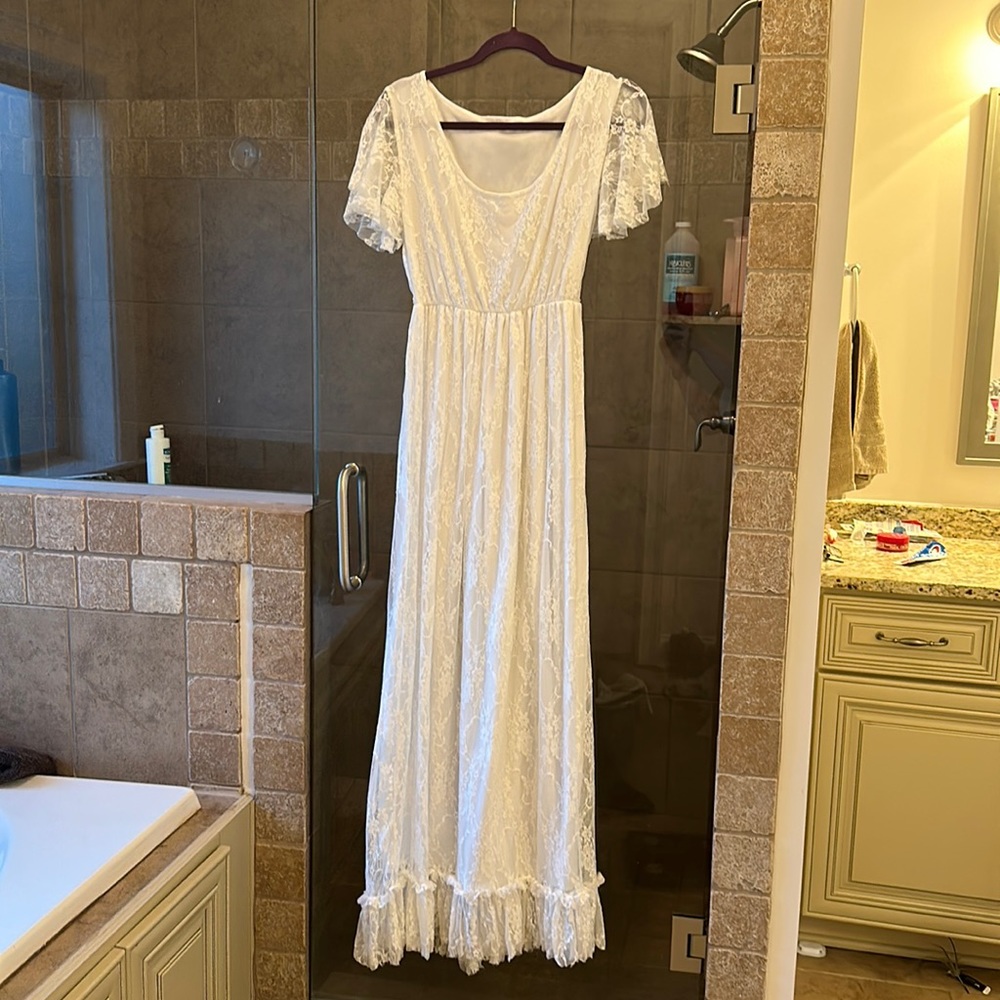 White lace maxi dress